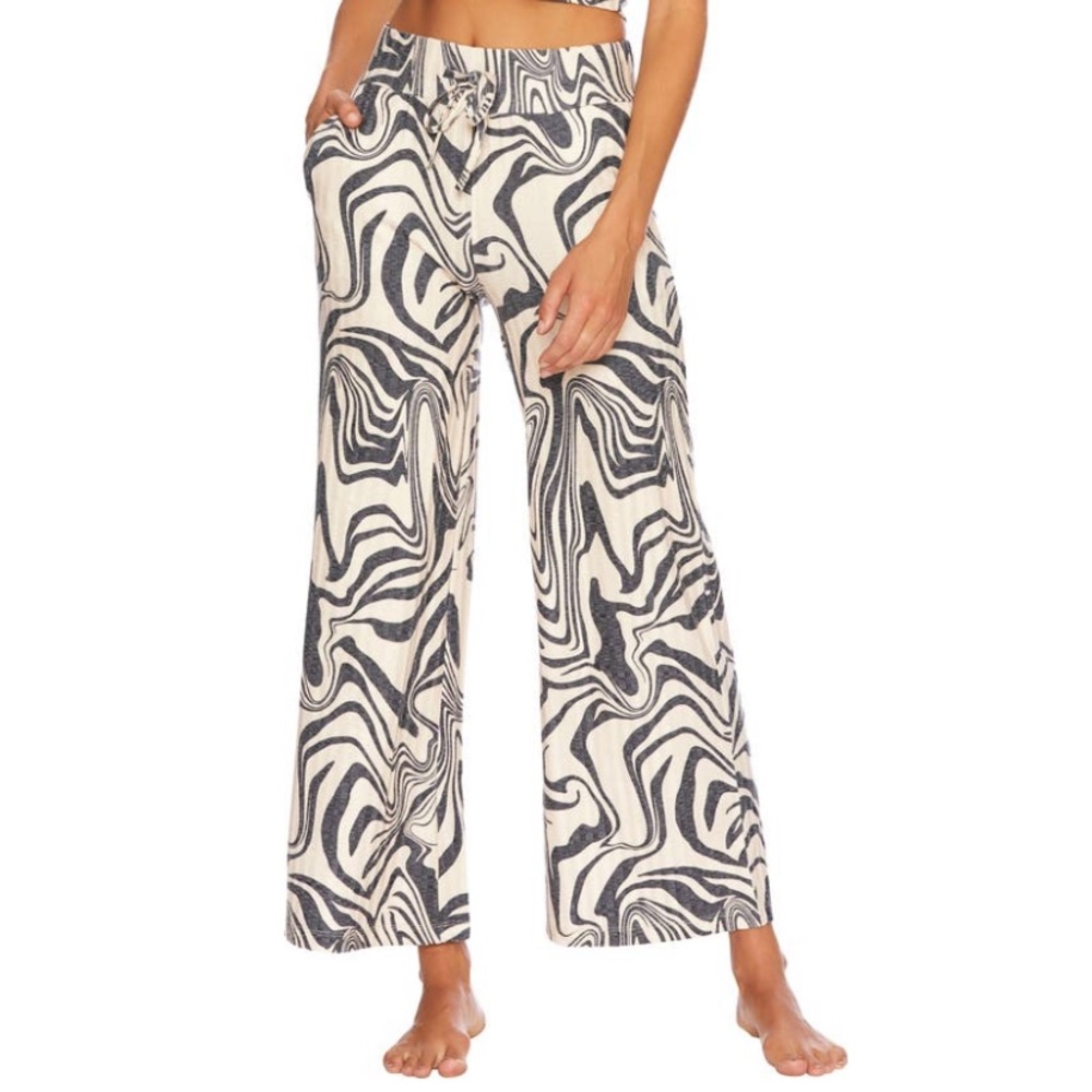 NWOT Beach Riot - Wide Leg Lounge Pants - Psychedelic Swirl Cream+Navy